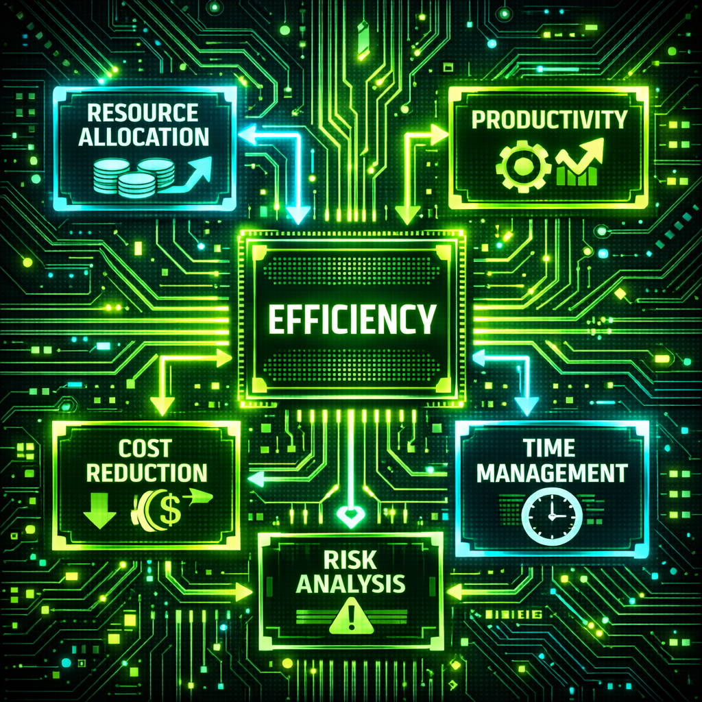 Devre kartı deseni ile kaynak yönetimi stratejisini simgeleyen dijital grafik